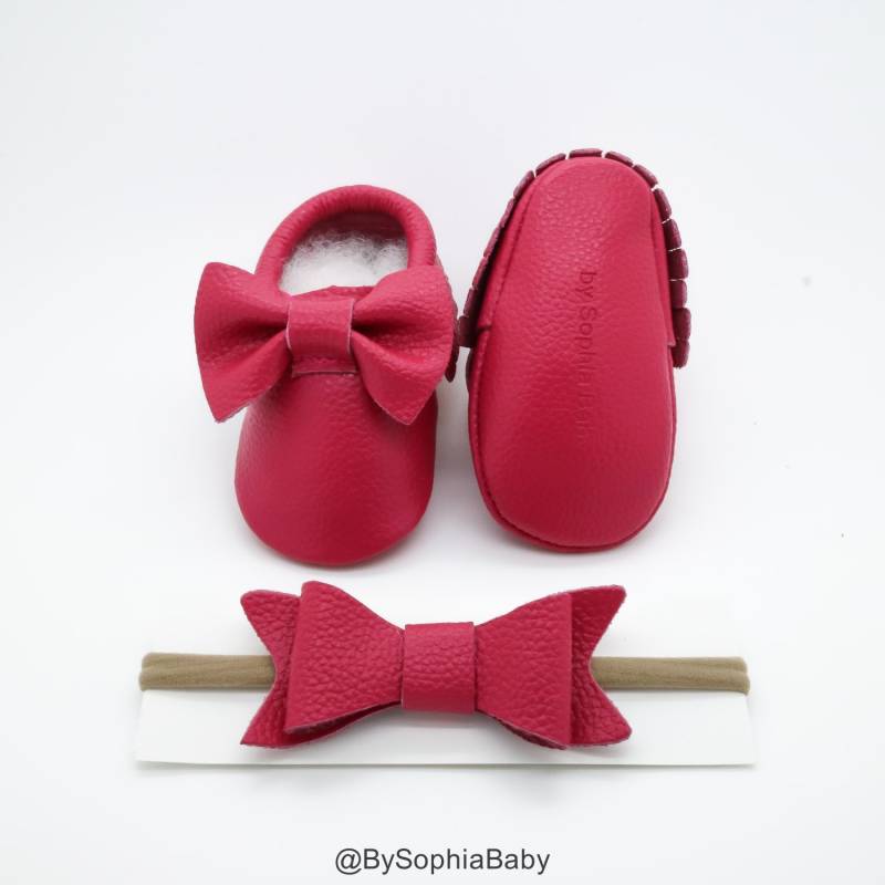 Baby Mokassins, Pink Schleifen Lederschuhe, Echtes Leder Mocs, Kleinkind Babypartygeschenk von BySophiaBaby