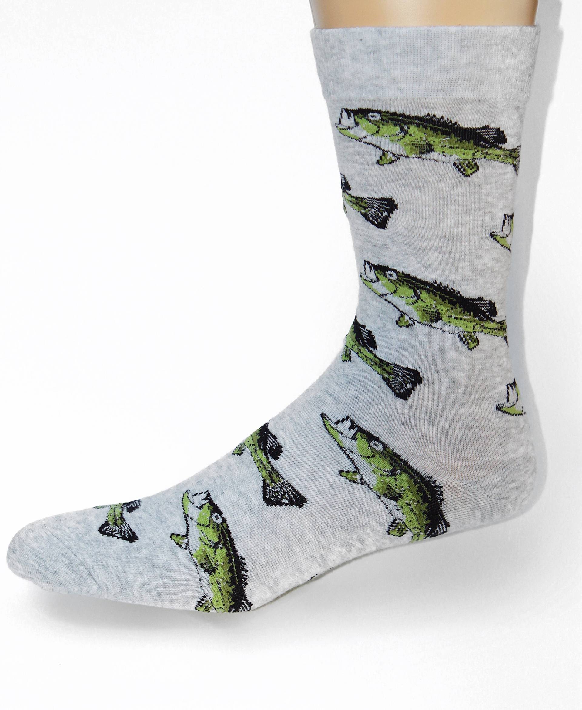 Bass Fisch Socken, Herren Angeln Geschenk, Heather Grey Crew Socken von ByTheRiverOutdoors