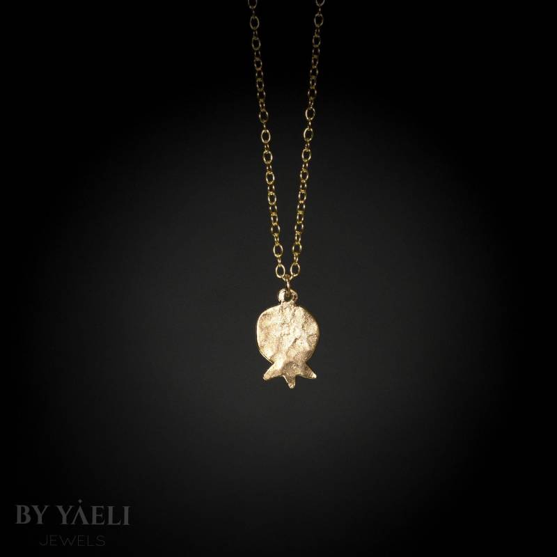 Granatapfel Kette Gold Anhänger Charme von ByYaeli