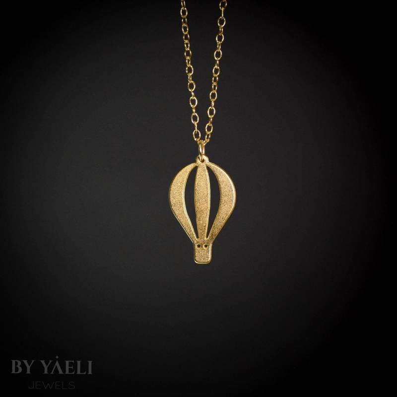 Luftballon Halskette Gold Heißluftballon Charme Anhänger von ByYaeli