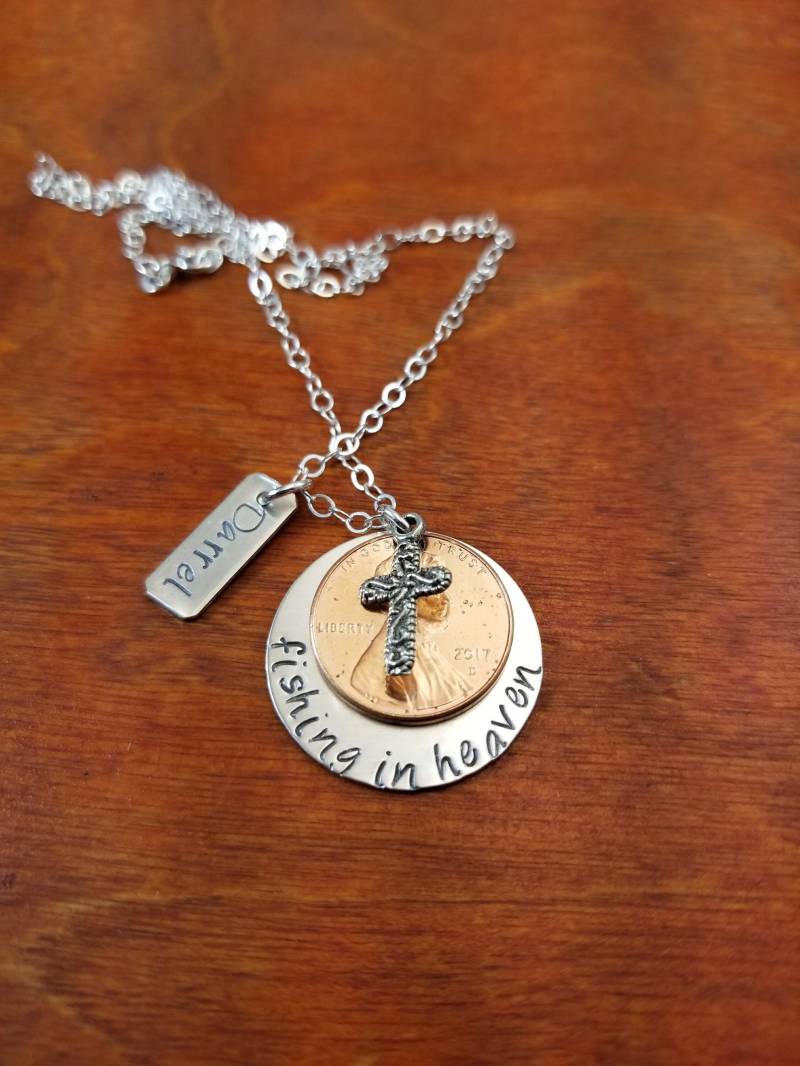 Erinnerungs-Penny-Halskette, Angeln Im Himmel, Penny-Jahr, Verlust Eines Geliebten Menschen Geschenk, Handgestempelte Personalisierte Erinnerung von ByalittlebitofFaith