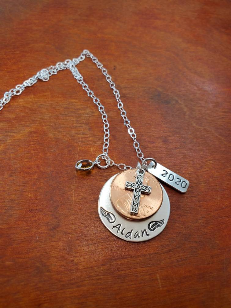Erinnerungs-Penny-Halskette, Hand Gestempelt Personalisierte Erinnerungs-Halskette von ByalittlebitofFaith