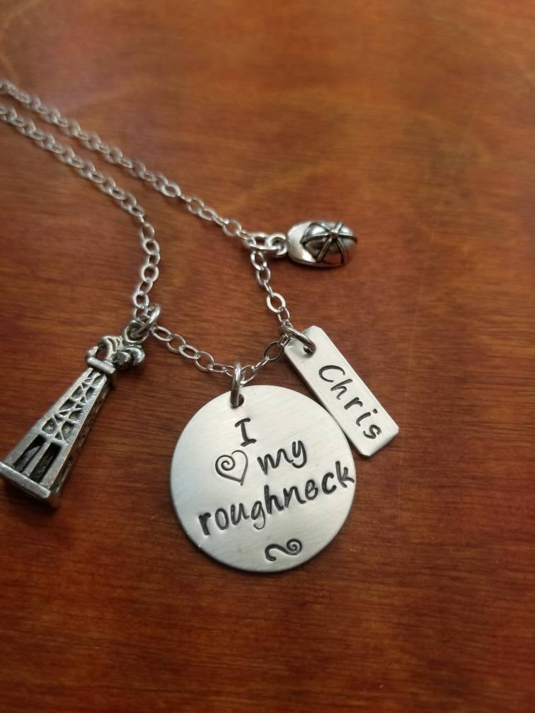 Ölfeld Frau Halskette, Schmuck, Sterling Silber Handgestempelt Personalisiert von ByalittlebitofFaith