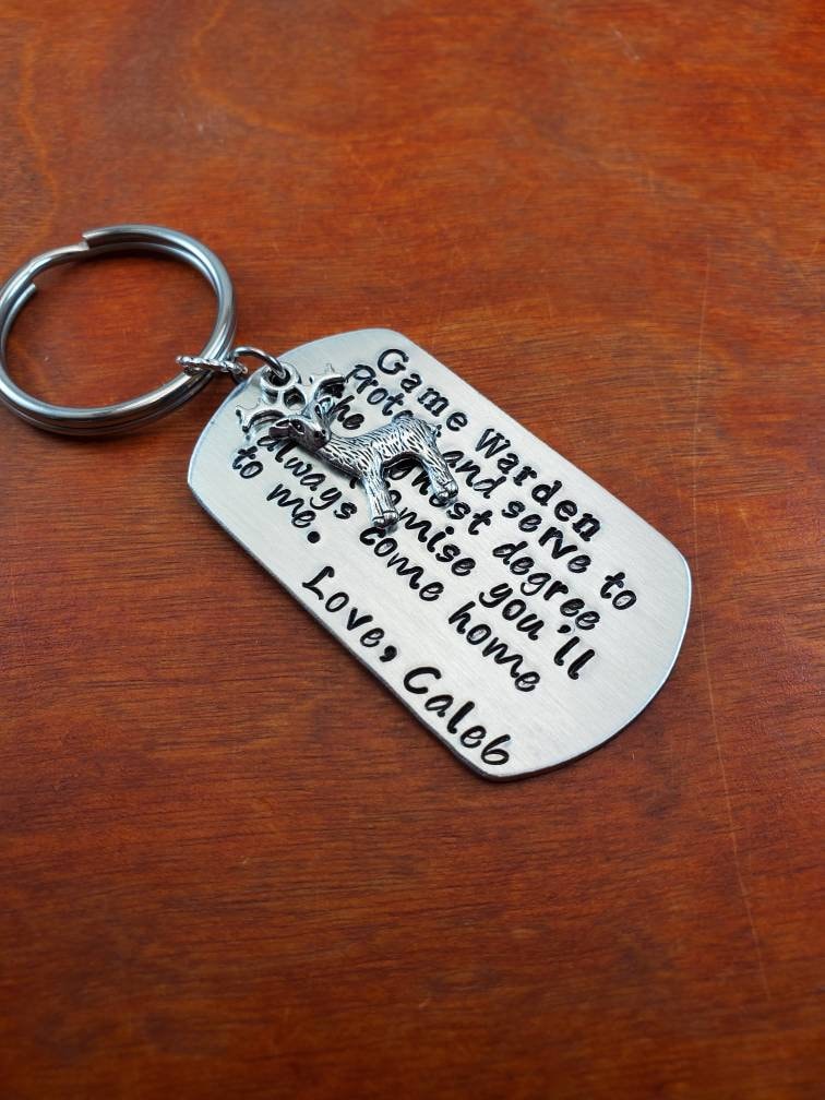 Personalized-Game Warden Key Chain-Protect & Serve-Game Gift-Personalized Game Gift-Conservation Officer Gift-Deer Chain von ByalittlebitofFaith