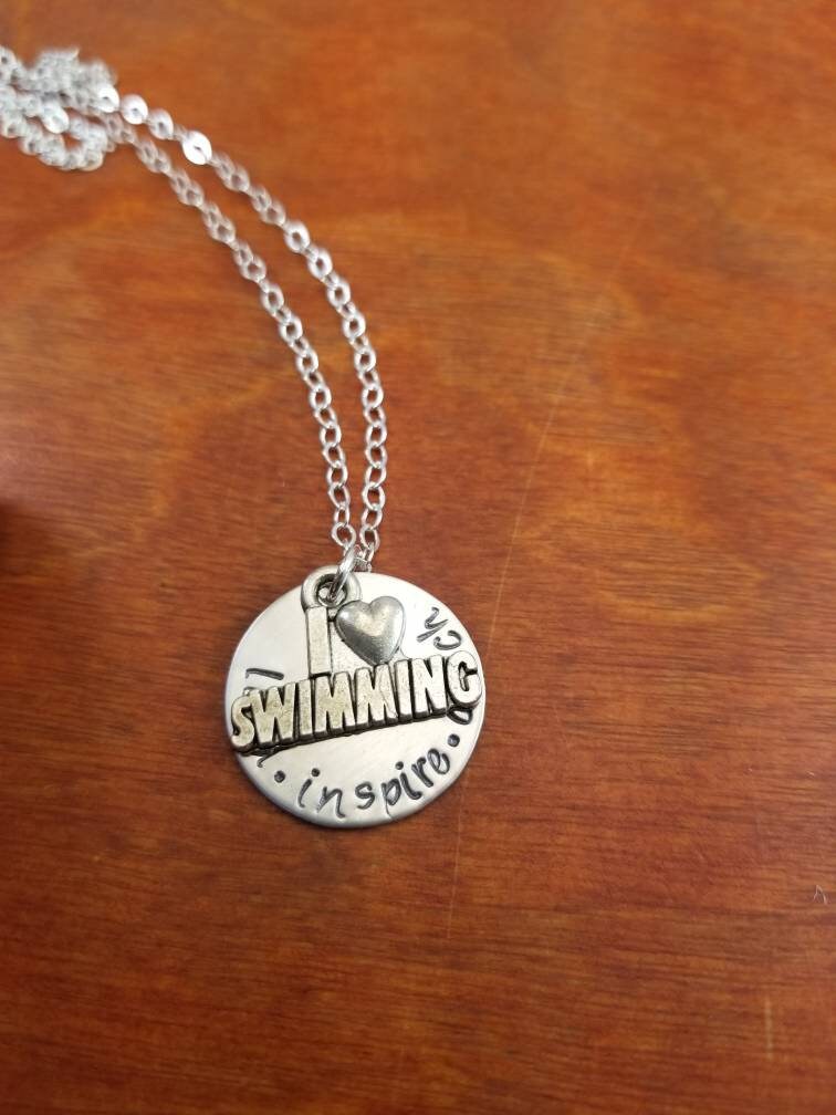 Schwimmen Sterling Silber Trainer Halskette, Führen Inspirieren Geschenk, Hand Gestempelt Swim Coach Halskette von ByalittlebitofFaith