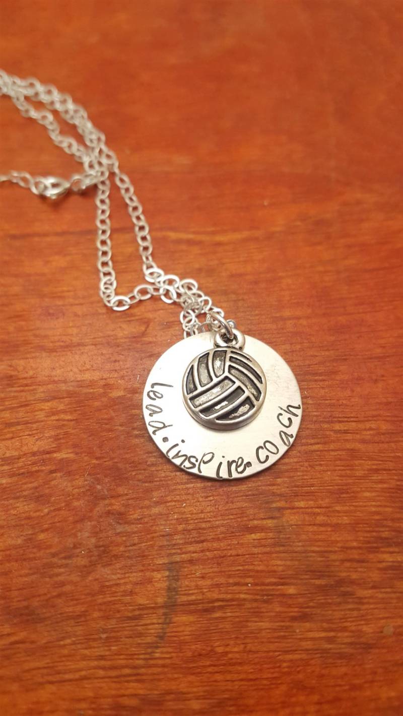 Volleyball-Halskette, Lead Inspirieren Trainer, Volleyball-Trainer-Geschenk, Sterling Silber, Sport-Trainer, Volleyball-Trainer Halskette, Von Hand von ByalittlebitofFaith