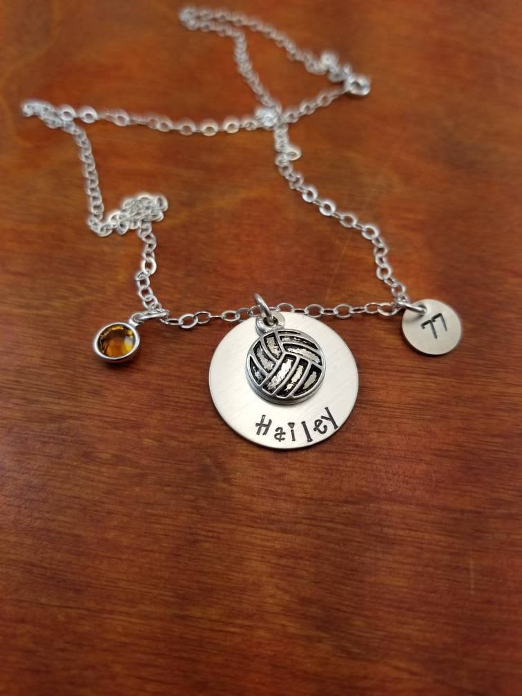 Volleyball-Halskette, Personalisierte Volleyball-Spieler-Geschenk, Sterling Silber, Sport-Geschenk, Volleyball-Trainer, Team-Schmuck, Schule, Von von ByalittlebitofFaith