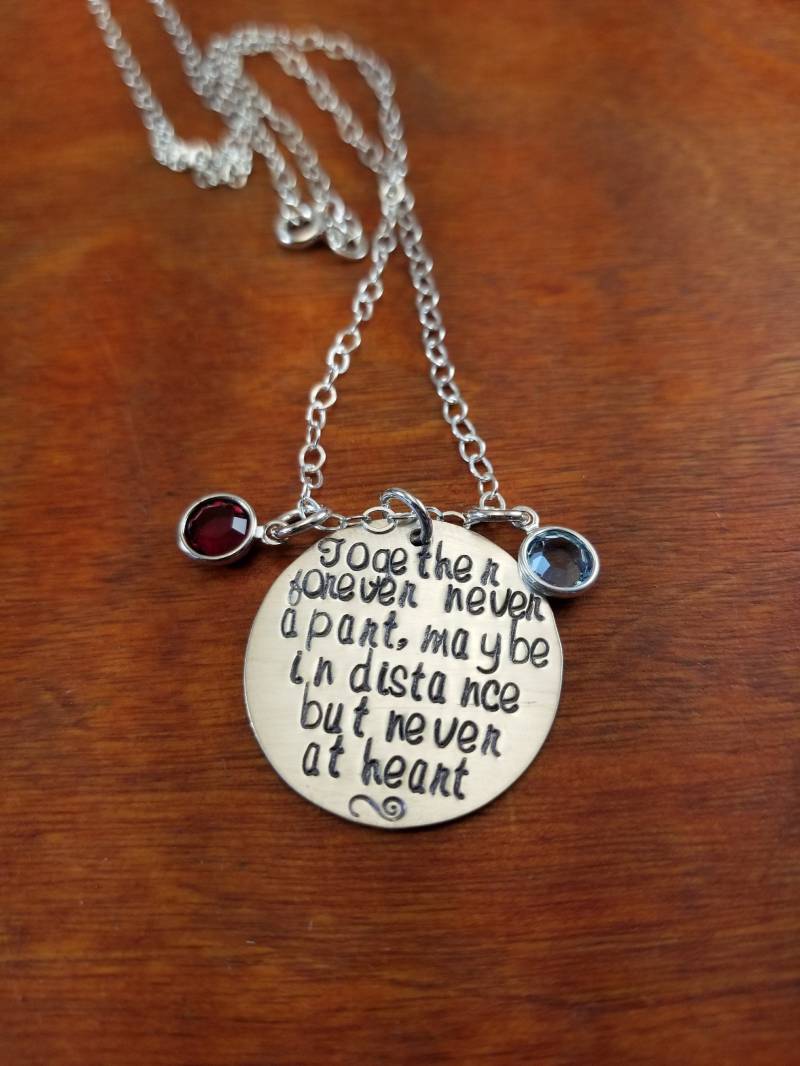 Zusammen Für Immer, Nie Apart Halskette, Geburtsstein, Liebe in Der Ferne, Von Hand Gestempelt Personalisierte Sterling Silber Beste Freunde Geschenk von ByalittlebitofFaith