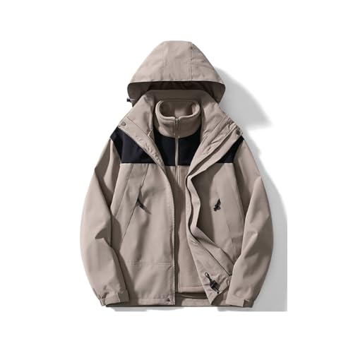 BybAgs Leichte Damen-Windjacke, wasserdichter Regenmantel mit Kapuze, Mountain-Snowboard-Parka (Color : Khaki, Size : M) von BybAgs