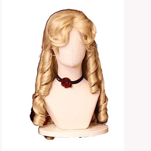 Schön 24 Zoll Gold Vintage römische Rolle Perücke Natur süße süße Perücke synthetische Faser Locken Haar Anime Cosplay Prinzessin Echte Perücke von BybAgs