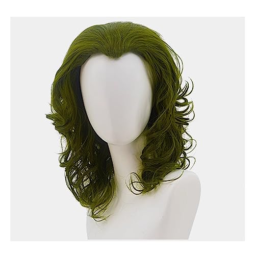 Schön Grüne kurze Perücken for Damen und Herren, lockere gewellte Perücke, lockige gewellte schulterlange synthetische Cosplay-Perücke for Rollenspiel-Karneval Echte Perücke von BybAgs