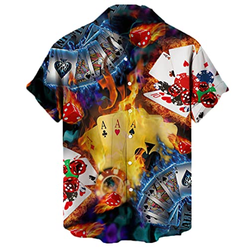 Herren T Shirt Herren 3D Poker Drucken Revers Blusen Hemd Lässige Einzeltaste Hemd Zl-1228 L von Byblos