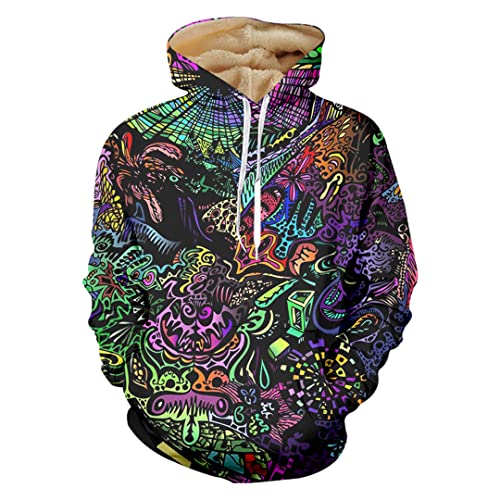 KMMBBTY Herren Herbst Winter Warmes Sweatshirt 3D Print Art Verdicken Hoodies Plus Size Warmer Pullover Art 5XL von Byblos