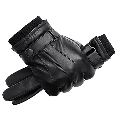 KMMBBTY Herren Lederhandschuhe Winddicht Thermo Warm Touchscreen Handschuh Winter Warm Fäustlinge Regular Thichkness1 M von Byblos