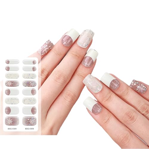 16 Stück Nagellackstreifen Langlebige Halb Ausgehärtete Nagelaufkleber Mit Weichem Glänzendem Gel Finish Für Anfängerinnen Frauen Und Mädchen von Bydezcon
