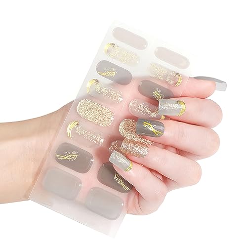 Halbgehärtete Gel Nagelaufkleber/LED Lampe Erforderlich 16 Gel Nagellack Wraps Modisches Gel Nagelkunstaufkleber Für Frauen von Bydezcon