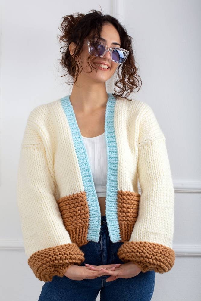 Grobstrick Strickjacke, Strickjacke Frau, Handgemachte Handgefertigte von Bydna