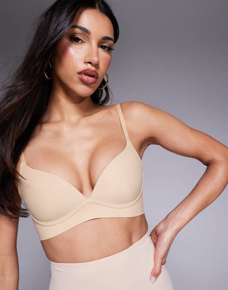 Bye Bra - Glättender, gepolsterter Push-up-BH ohne Bügel in Beige mit tiefem Ausschnitt-Neutral von Bye Bra