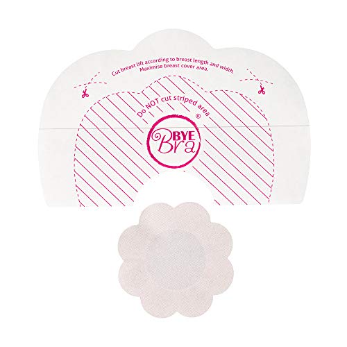 Bye Bra Klebe BH, BH Tape - Größe F+ für große Brüste mit 3 Paar seidenen Brustwarzenabdeckungen zur einmaligen Benutzung von Bye Bra