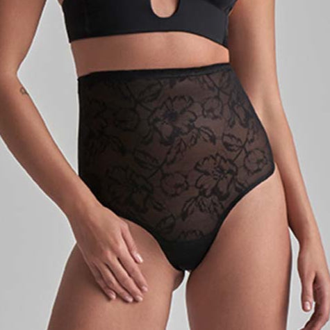 Bye Bra Lacy High Waist Shaping String, Schwarz, Größe: L, Damen von Bye Bra