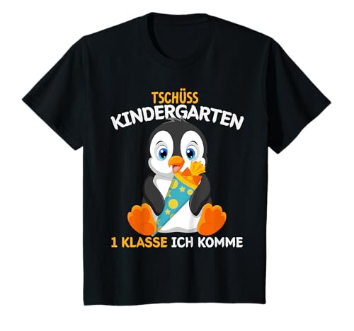 Kinder Schulkind 2025 Pinguin tschüss Kindergarten Einschulung T-Shirt Kinder Schulkind 2025 Pinguin tschüss Kindergarten Einschulung T-Shirt von Bye Bye Kindergarten Abschied - Kita Abschied