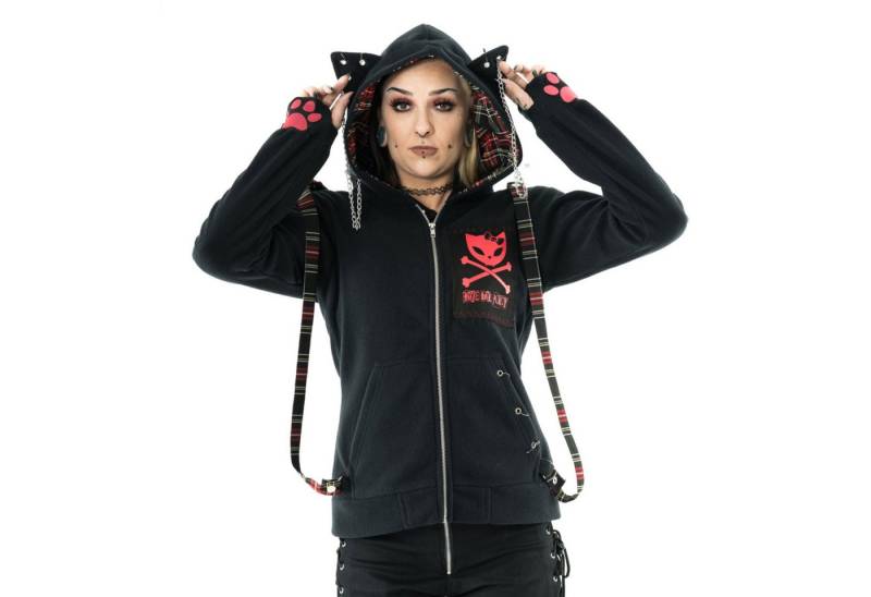 Bye Bye Kitty Kapuzensweatshirt Trinity Hood Kawaii Goth Punk Tartan Ohren Hoodie von Bye Bye Kitty