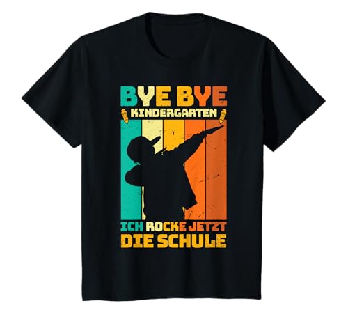 Kinder Bye Kindergarten Dabbing Retro Schulanfang Kita Abschied T-Shirt von Bye Kindergarten Abschied Einschulung Erstklässler