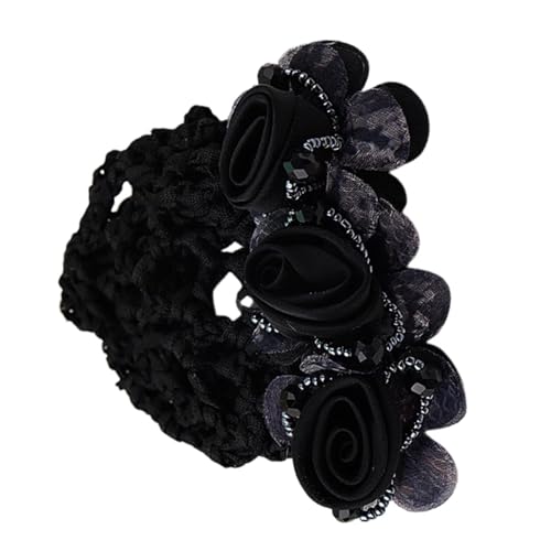 Arbeits-Haar-Accessoires, sicherer Haarknoten, Blumen-Dutt-Netz, einfach zu bedienen und zu pflegen, atmungsaktives und bequemes Netzgewebe, 8 x 8 x 5 cm, für Frauen, Bankangestellte, Kellner von Byeaon