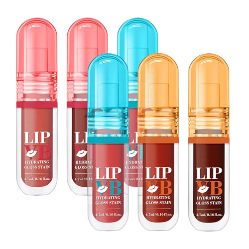 Lip VB Feuchtigkeitsglanzfleck, Nahrhafte Lippen Balsam, Feuchtigkeitsspendende Lippenpflege, Lang Anhaltende Glanz Und Leichte Formel, Geschenkverpackung, 4,7 Ml X 6 Stücke, Für Erwachsene Frauen von Byeaon