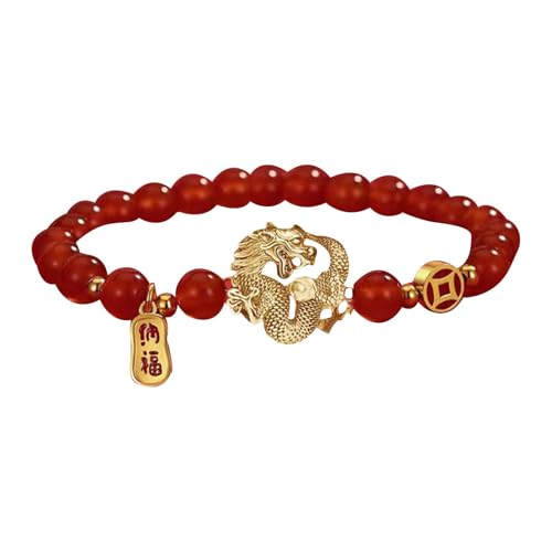 Neujahrs-, Drachenperlen-Armband, Drachen-Symbol-Schmuck, Feng Shui, 17 cm, für Glück und Wohlstand, Refer to description, Siehe Beschreibung, Uni von Byeaon