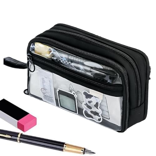 Transparent Pencil Case | Large Capacity Pouch | Travel Pen Pouch | Portable Makeup Organizer | Transparent Zipper Bag | Makeup Storage Pouch for Teen College Students Adults von Byeaon