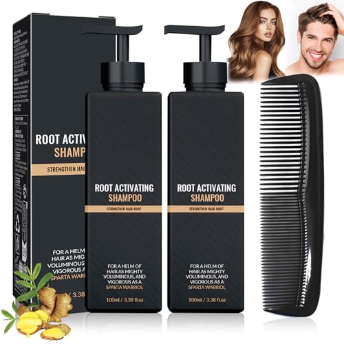 2 Stück Root Activator Shampoo, Spart Shampoo mit Kamm, Spart Root Activator SHampoo, Pflanzliche Inhaltsstoffe, Glatte und Glänzende/Kräftige Haarwurzeln, geeignet für Männer und Frauen von Byhsoep