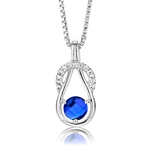 ByJoy Damen-Kette Mit Anhänger 925 Sterling- Silber Rundschliff Blau Saphir 45cm von Byjoy