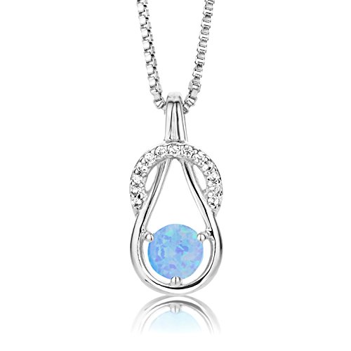 ByJoy Damen-Kette Mit Anhänger 925 Sterling- Silber Rundschliff Weiß Opal 45cm von Byjoy