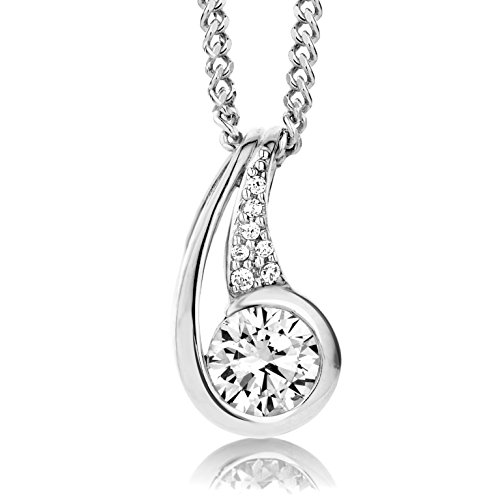 ByJoy Damen-Kette Mit Anhänger 925 Sterling- Silber Rundschliff Weiß Zirkonia 45cm von Byjoy