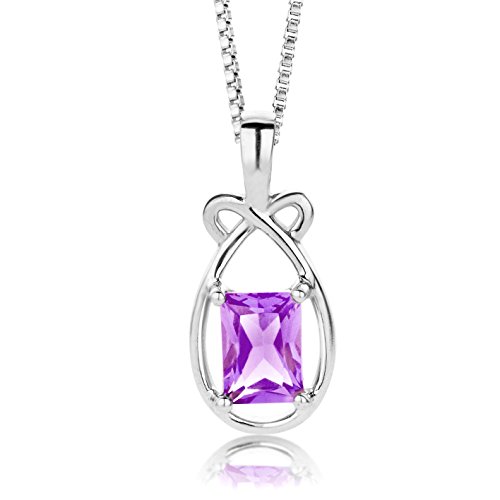 Byjoy Damen-Kette Mit Anhänger 925 Sterling-Silber Smaragdschliff Lila Amethyst 45cm von Byjoy