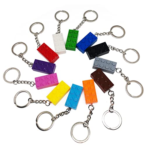 Bymivofun 12 Pcs Brick Keyrings, Brick Keychain, 12 Farben Ziegelstein Schlüsselanhänger, für Geburtstag, Party Bag Fillings, Belohnungen, Party Supplies, Anhänger, Dekoration Geschenke von Bymivofun