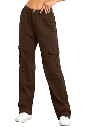 Byoauo Cargohose Damen Y2K Hose, Wide Leg Trousers Baggy Hose Damen von Byoauo