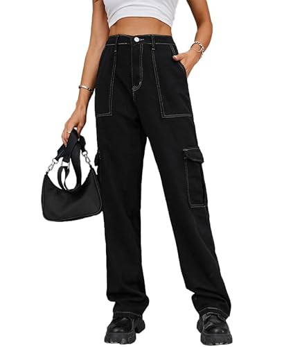 Byoauo Damen Cargo Pants Baggy Wide Leg Pants High Waist Hose von Byoauo