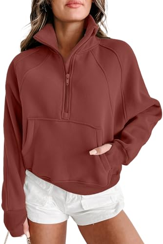 Byoauo Damen Hoodie Oversize Fleece Reißverschluss Winter Sweatshirt Sweater von Byoauo