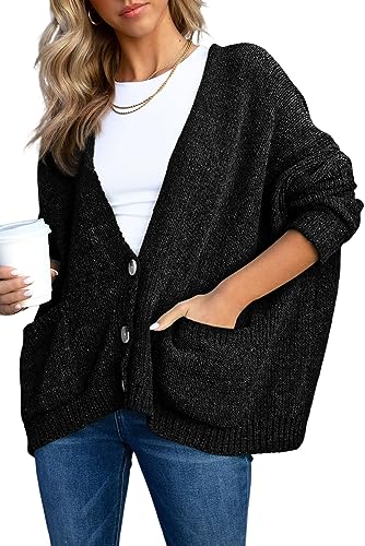 Byoauo Damen Strickjacke Kurz Loose Fit Puffärmel Knit Winter Cardigan Strickoberteil von Byoauo