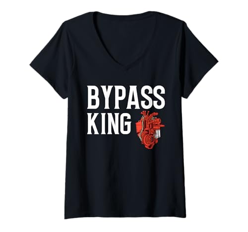 Damen Bypass King Heart Surgery Get Well Soon T-Shirt mit V-Ausschnitt von Bypass Herzoperation Design Idee