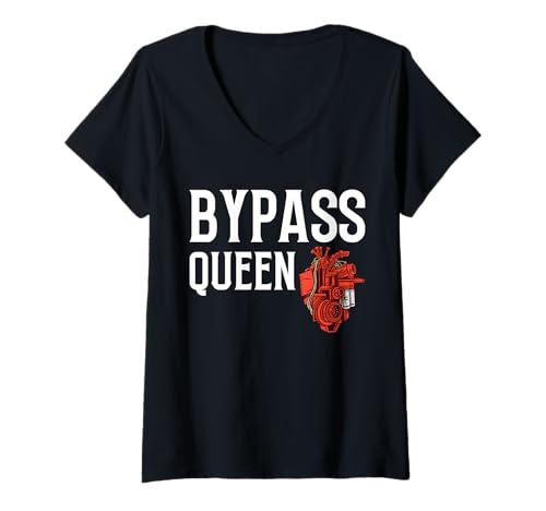 Damen Bypass Queen Heart Surgery Get Well Soon T-Shirt mit V-Ausschnitt von Bypass Herzoperation Design Idee