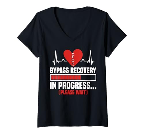 Damen Bypass Recovery In Progress Heart Surgery Get Well Soon T-Shirt mit V-Ausschnitt von Bypass Herzoperation Design Idee