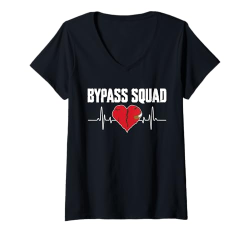 Damen Bypass Squad Heart Surgery Get Well Soon T-Shirt mit V-Ausschnitt von Bypass Herzoperation Design Idee
