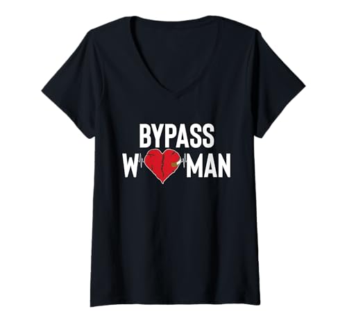 Damen Bypass Woman Heart Surgery Get Well Soon T-Shirt mit V-Ausschnitt von Bypass Herzoperation Design Idee
