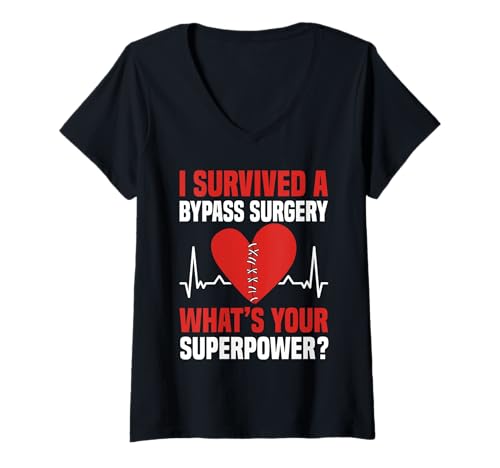 Damen I Survived A Bypass Heart Surgery Get Well Soon T-Shirt mit V-Ausschnitt von Bypass Herzoperation Design Idee