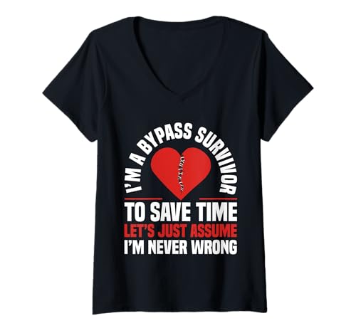 Damen Im A Bypass Survivor Heart Surgery Get Well Soon T-Shirt mit V-Ausschnitt von Bypass Herzoperation Design Idee