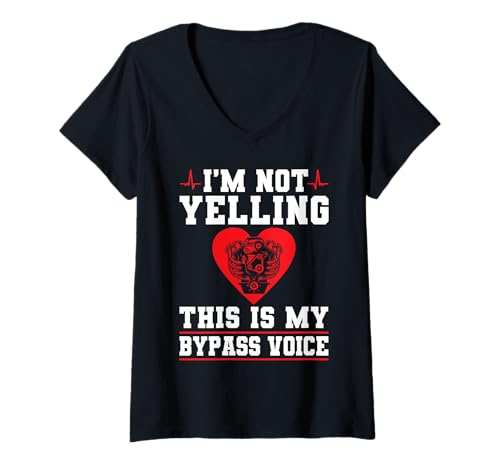 Damen Im Not Yelling This is My Bypass Voice T-Shirt mit V-Ausschnitt von Bypass Herzoperation Design Idee