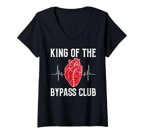 Damen King of The Bypass Club Heart Surgery Get Well Soon T-Shirt mit V-Ausschnitt von Bypass Herzoperation Design Idee